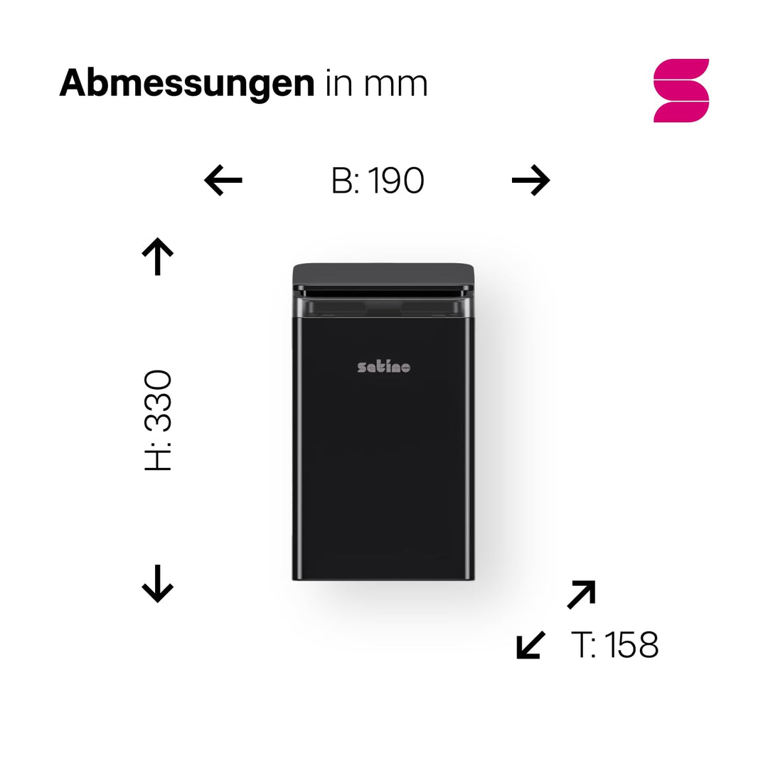 Satino 5l Mülleimer Bad – Eimer mit Deckel - Badezimmer Mülleimer in schwarz oder weiss – Kosmetikei