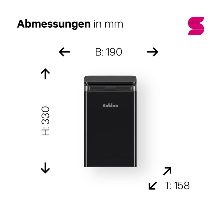 Satino 5l Mülleimer Bad – Eimer mit Deckel - Badezimmer Mülleimer in schwarz oder weiss – Kosmetikei