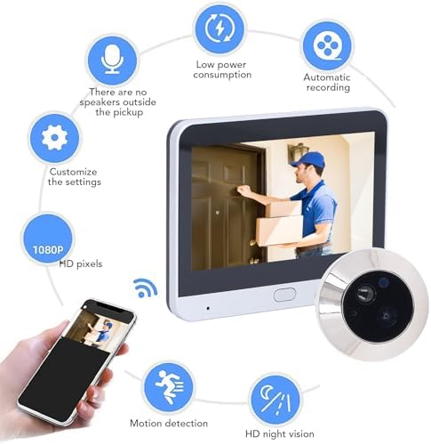 ASHATA 2MP 1080P Digitaler Türspion für die Sicherheit zu Hause, 160-Grad-Türspionkamera mit 4,3-Zol