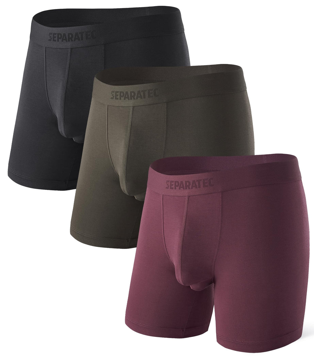 Separatec Herren Boxershorts Mehrfachpack Doppelbeutel Dual Pouch, Bambus Unterhosen Männer, Stretck