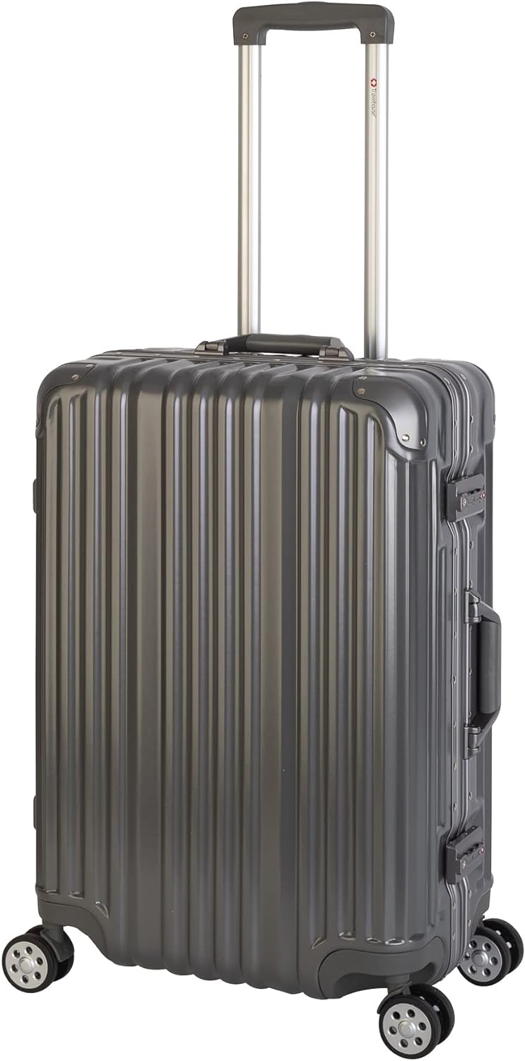 Travelhouse London Koffer Grau M-65cm · Alu-Rahmen · Polykarbonat Hartschale · Trolley Reisekoffer R