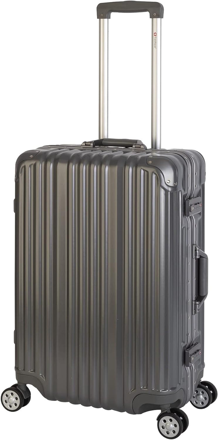 Travelhouse London Koffer Grau M-65cm · Alu-Rahmen · Polykarbonat Hartschale · Trolley Reisekoffer R