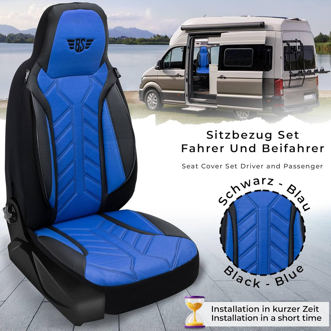 BREMER SITZBEZÜGE Wohnmobil Schonbezüge für FIAT Ducato Jumper Boxer DPL506 DPL506 - Schwarz/Blau, D