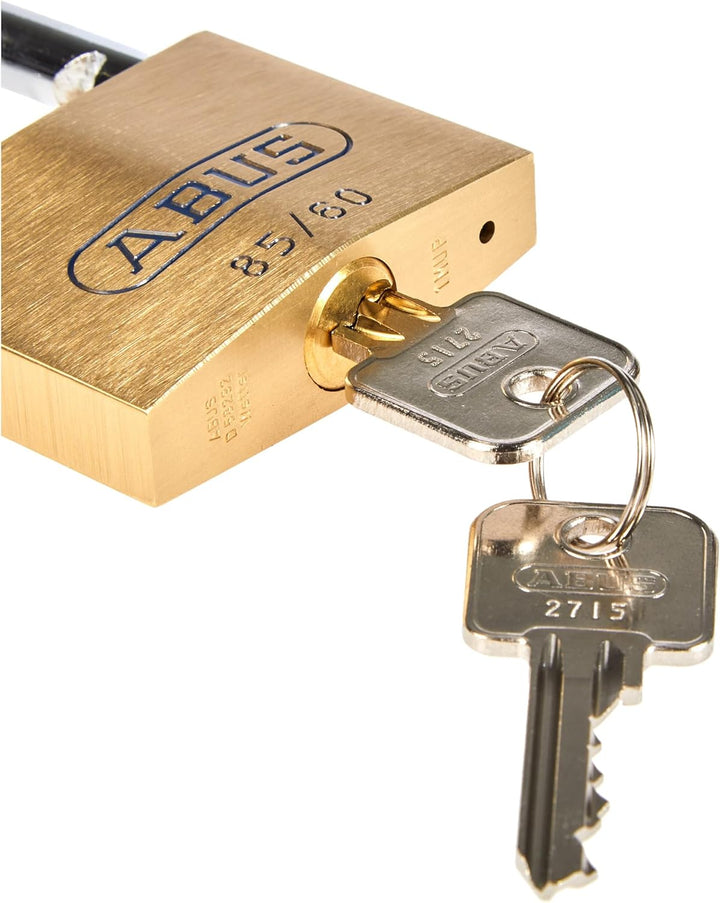 ABUS Vorhängeschloss Messing 85/60 gl.-2715 - gleichschliessend - für Kellertüren, Schuppen u. v. m.
