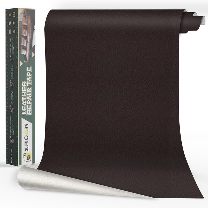 Kunstleder Selbstklebend, 60x200 cm Dunkelbraun Leder Reparatur Patch, Lederflicken Selbstklebender,