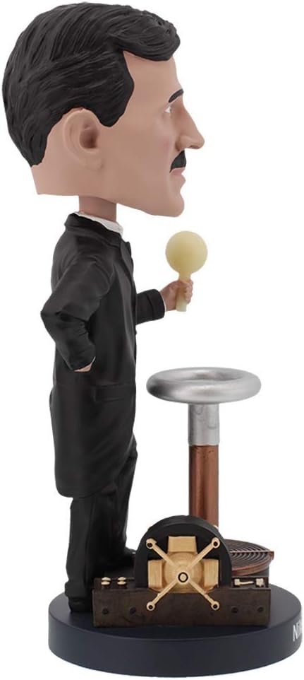Royal Bobbles - Wackelkopffigur Nikola Tesla - mit im Dunkeln leuchtender Glühbirne