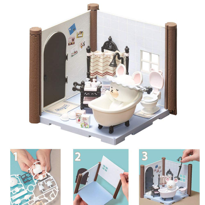 Bandai – Haco Room – Set für Davids Badezimmer – 72 Teile zum Zusammenbauen – Puppe David, Zimmer un