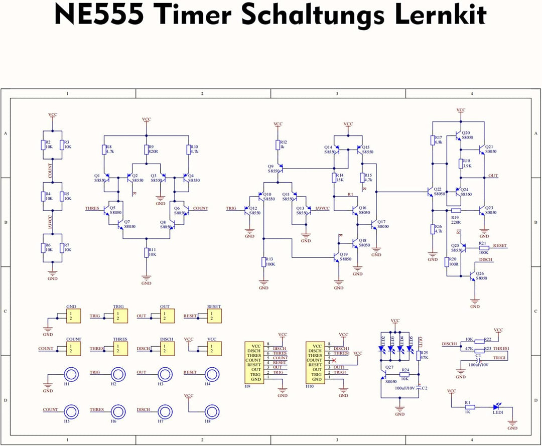 NE555 Timer Lötbausatz für Einsteiger, BANRIA DIY Löten Übungsset mit Durchsteckbauteilen, Atmender