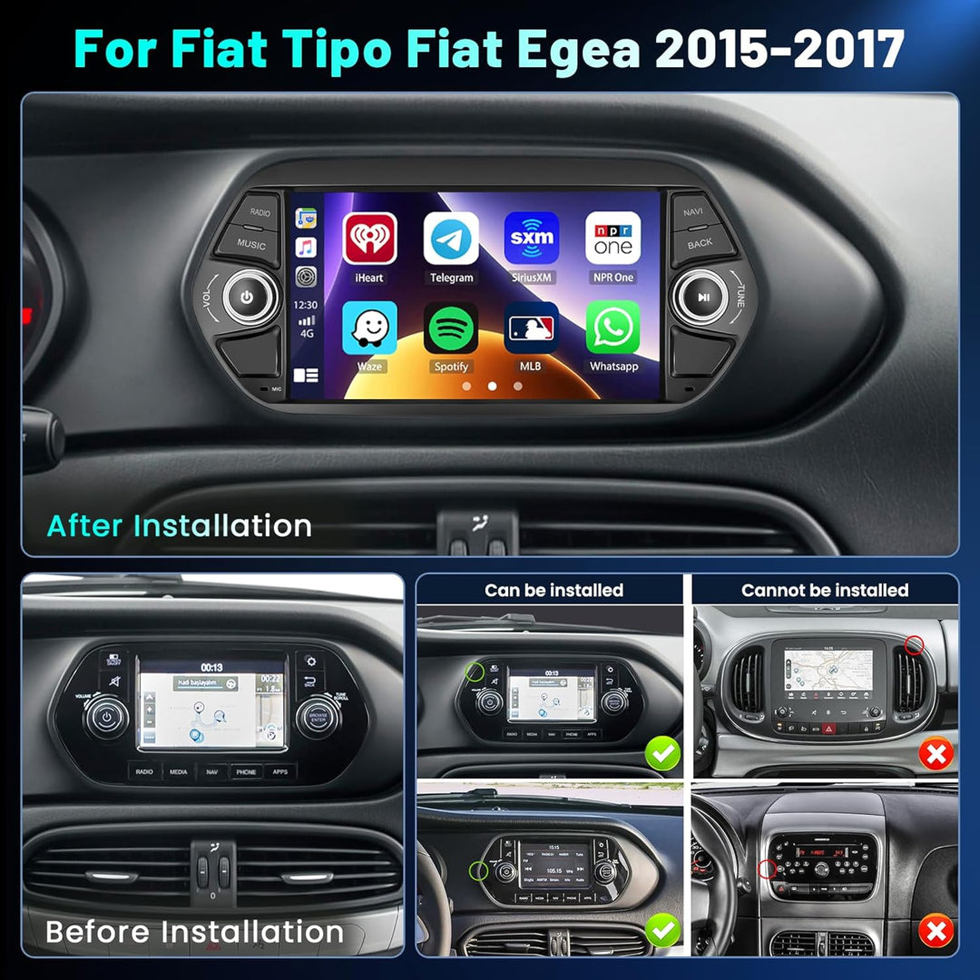 5G WiFi 4+64G Android Autoradio für FIAT Tipo FIAT Egea 2015-2017 Wireless Carplay Android Auto,7 Zo
