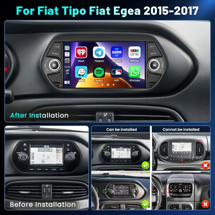 5G WiFi 4+64G Android Autoradio für FIAT Tipo FIAT Egea 2015-2017 Wireless Carplay Android Auto,7 Zo
