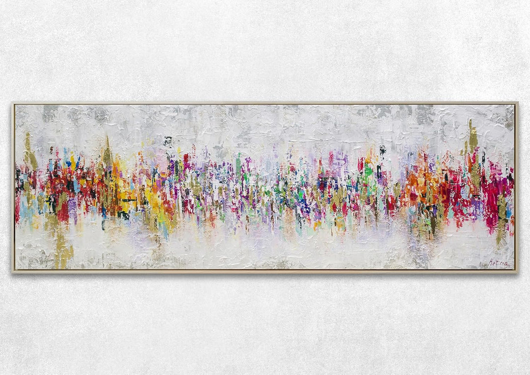 YS-Art Abstrakt Acryl Gemälde auf Leinwand handgemalt Abstraktion II Wandbilder Wohnzimmer Moderne f