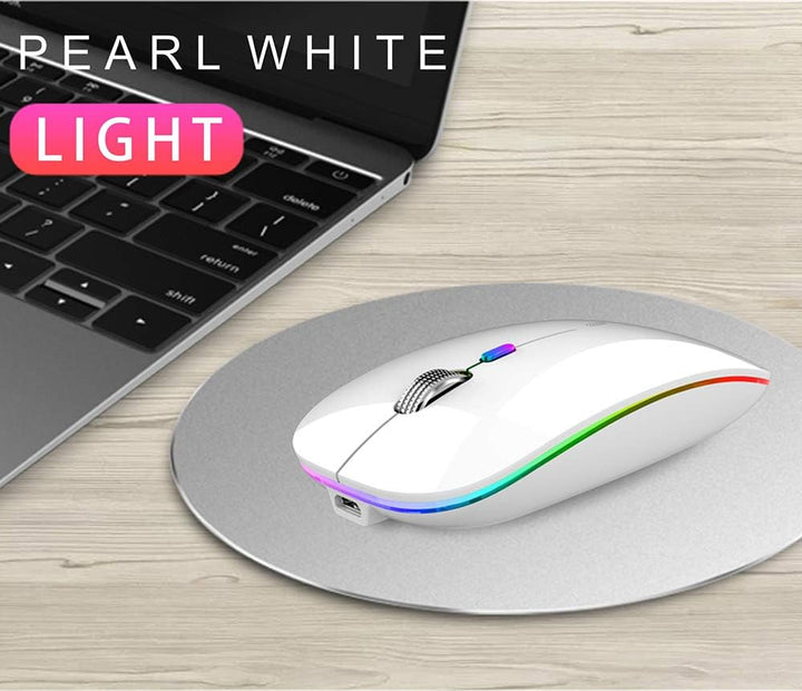 Uiosmuph G12 Maus Kabellos, LED 2.4G Leise Funkmaus Wiederaufladbar Wireless Mousemit Nano-USB-Empfä