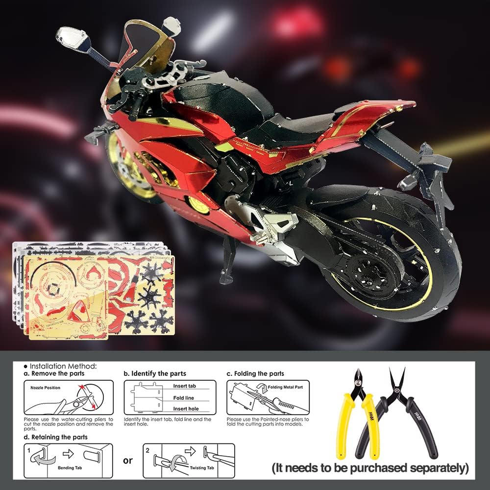 Piececool 3D Puzzle Metall, Motorrad für Modellbausatz Erwachsene, 3D-Puzzles zu Bauen, BAU, Bastel-