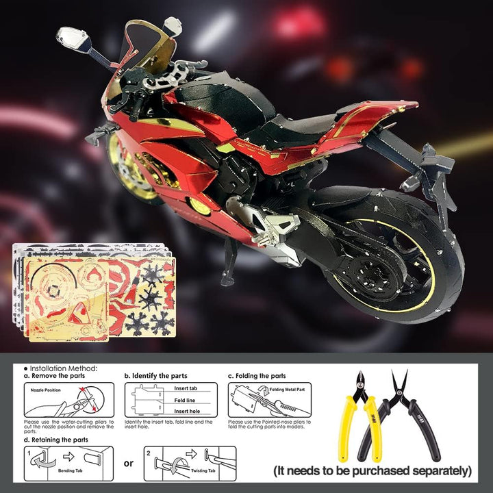 Piececool 3D Puzzle Metall, Motorrad für Modellbausatz Erwachsene, 3D-Puzzles zu Bauen, BAU, Bastel-