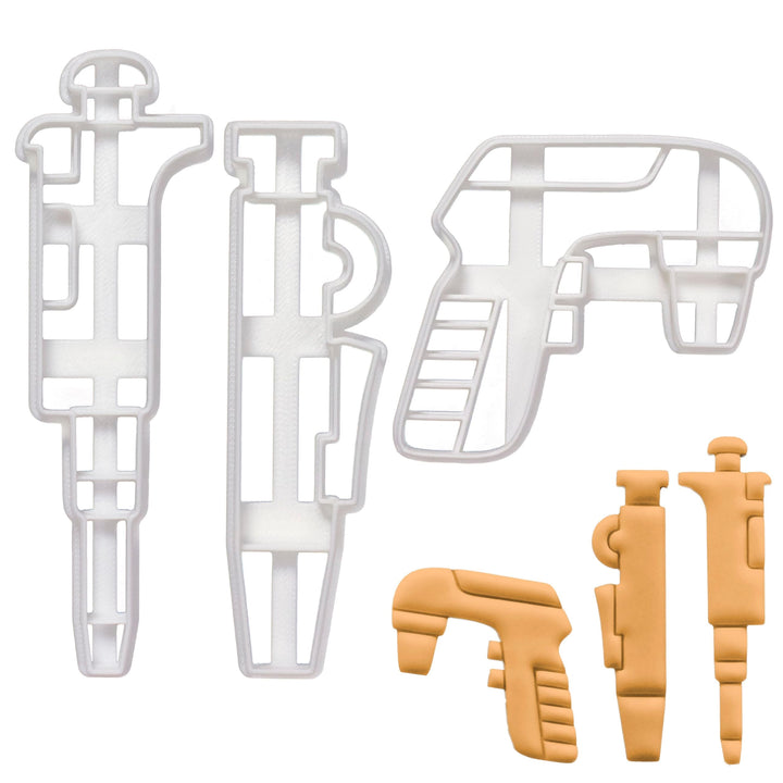 3er Set Pipetten Ausstechformen (Formen: Mikropipette, Elektronische Pipette und Pipettenpumpe), 3 T