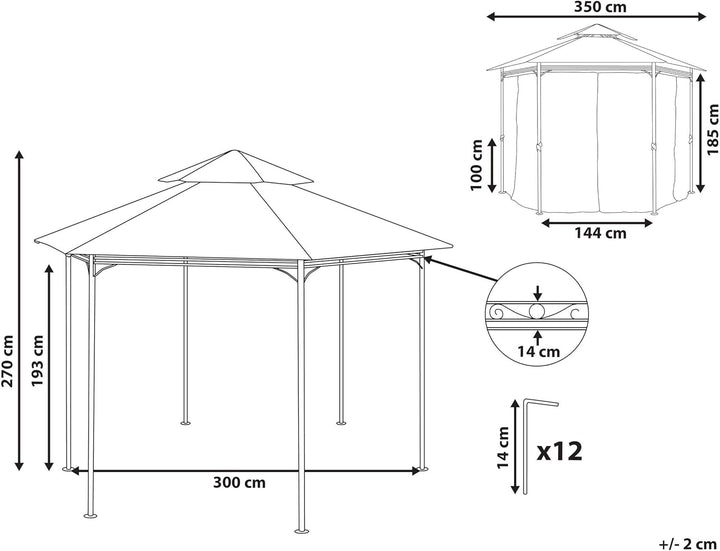 Garten-Pavillon mit Dach und Seitenwänden beige rund moderner Stil Portel