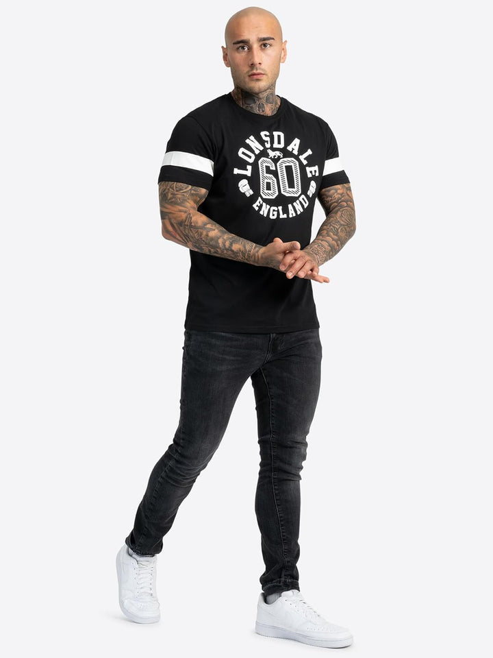 Lonsdale Herren Askerswell T-Shirt M Black/White, M Black/White