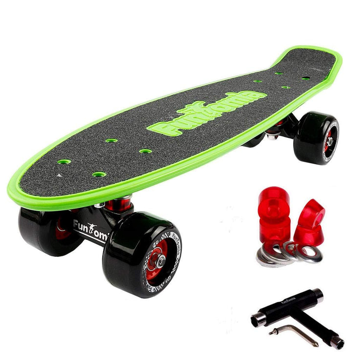 FunTomia Miniboard Cruiser Skateboard mit 70/65mm Big Wheel Rollen inkl. MACH1 Kugellager grün mit R