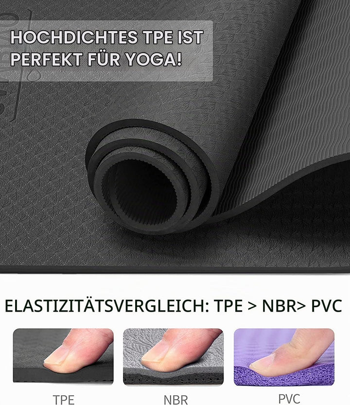 CAMBIVO Yoga Matte 183cm x 61cm, 8mm Dicke Pilates Matte Gymnastikmatte Rutschfest &amp; Gepolstert,Yoga
