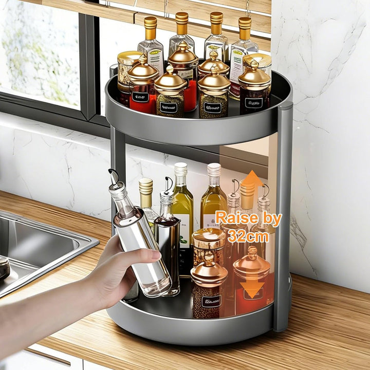 Küche Organizer Drehteller Kohlenstoffstahl, 26cm Küchenschrank Drehteller Organizer, Grosse Kapazit