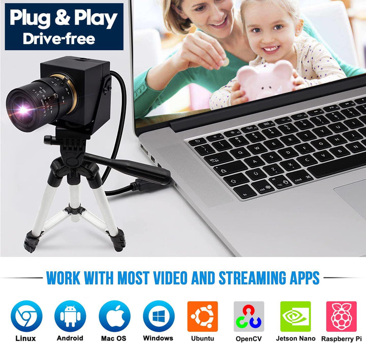 Svpro 1080P USB-Kamera mit manuellem 5-50-mm-Objektiv, IMX323-Sensor, H.264-Industriekamera mit USB-