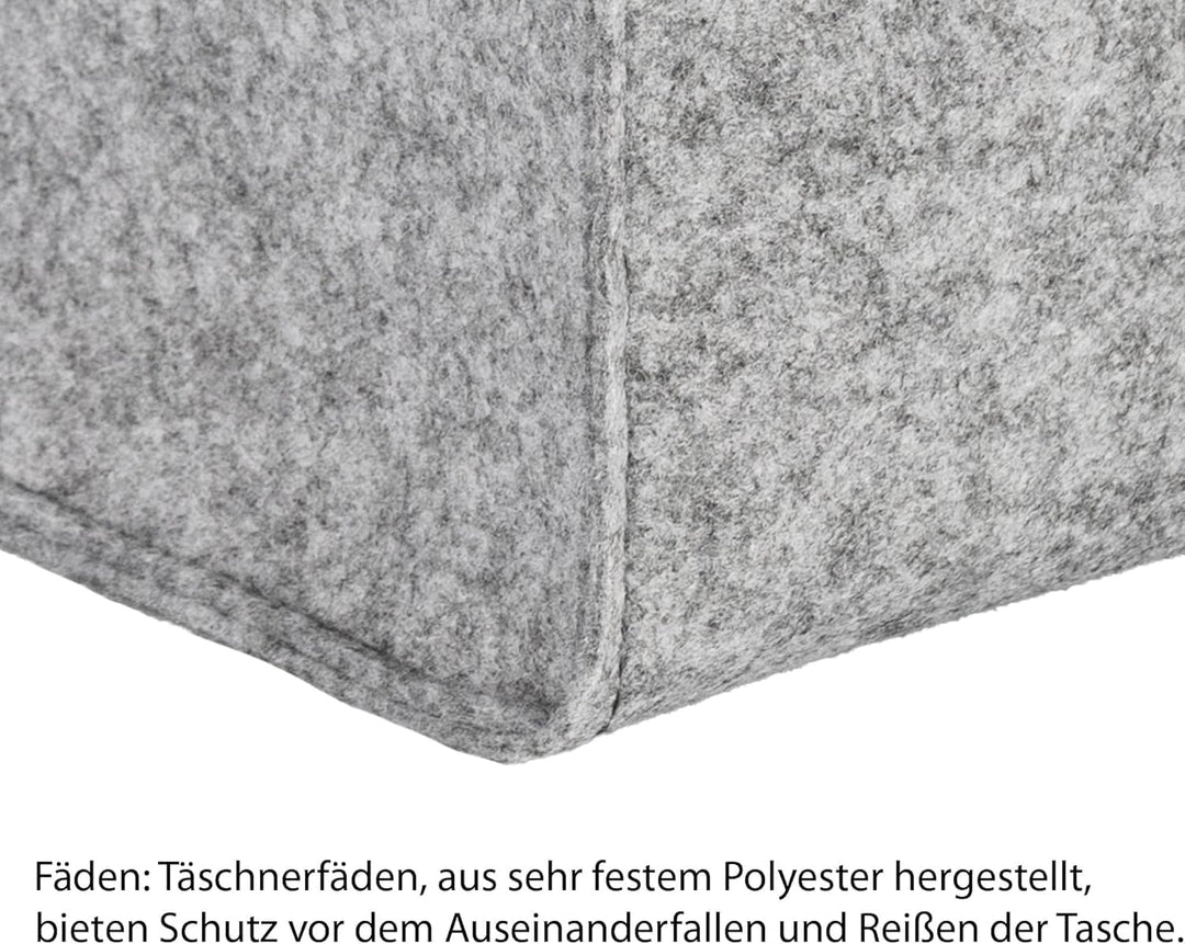 2 Stück Filztaschen Hellgrau Einkaufstasche Kaminholztasche Kaminholzkorb Filz Zeitungsständer Zeitu