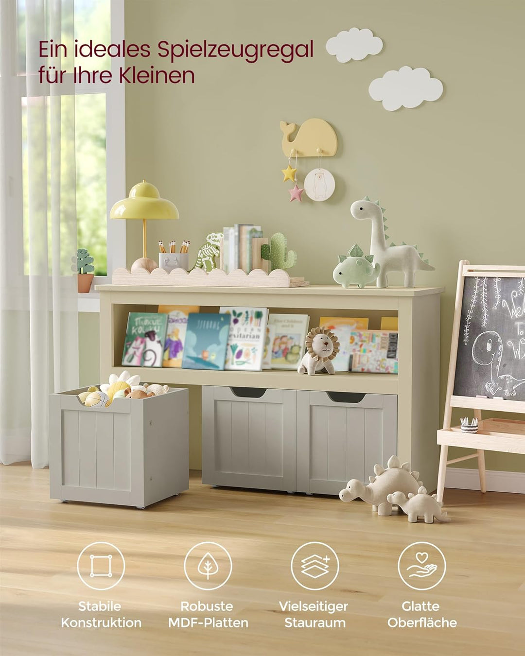 VASAGLE Kinderregal, Spielzeugaufbewahrung für Kinder, Aufbewahrungsschrank, Spielzeugschrank, Aufbe