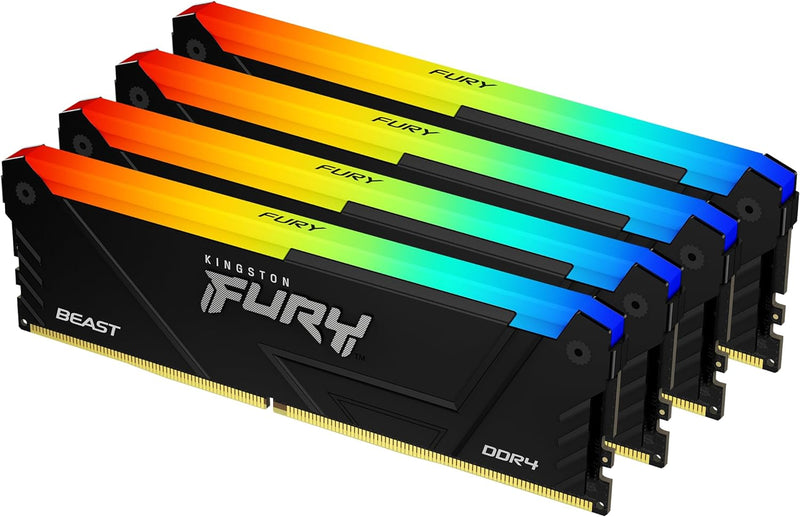 Kingston FURY Beast RGB 64GB 3600MT/s DDR4 CL18 DIMM (Kit mit 4) PC Arbeitsspeicher KF436C18BB2AK4/6