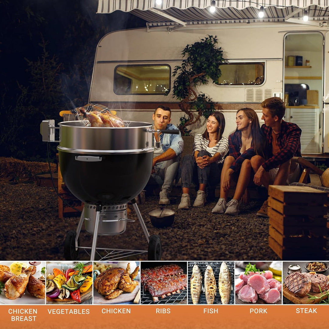 onlyfire Upgrade Edelstahl Grillspiess Set für Weber 57cm Kettle Holzkohlegrill, Inkl. Kohlekörbe un