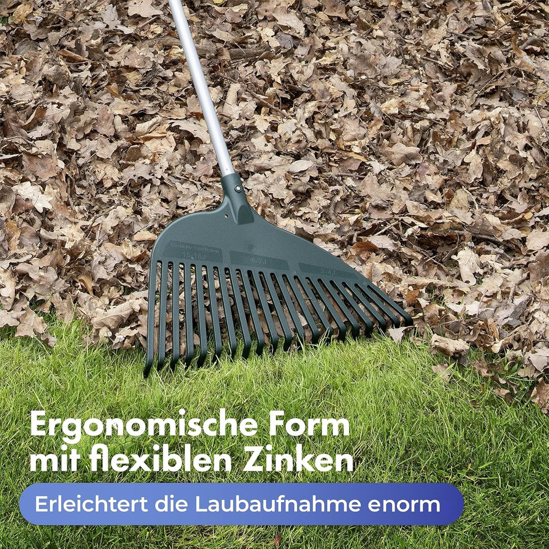 Gartenrechen rückenschonend Komfort-Rechen ergonomisch flexibel vielseitig mühelos mit Teleskopstiel