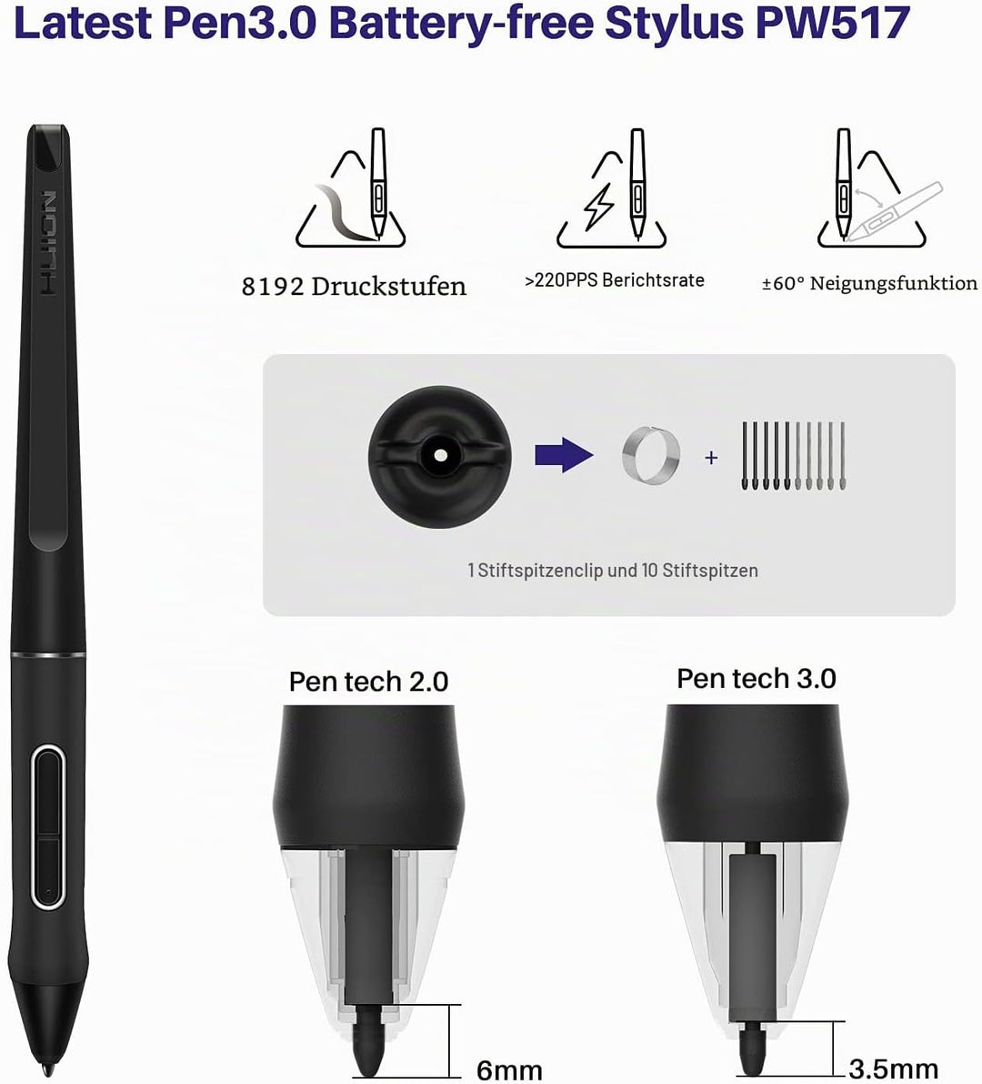 HUION Kamvas 24 Plus 2.5K QHD Grafiktablett mit Display, 140% sRGB Volllaminierter QD-Zeichnungsmoni