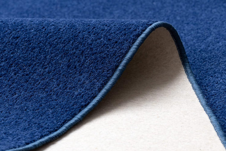 Einfarbiger Teppich Eton für Zimmer, Wohnzimmer, Schlafzimmer, Teppichboden Auslegware, dunkelblau,
