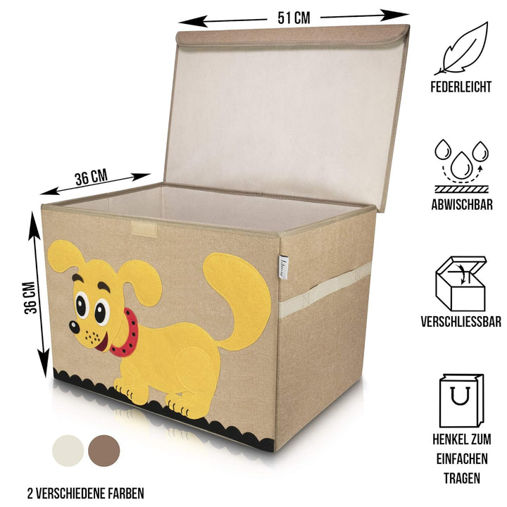 Aufbewahrungsbox Kinder gross 51 x 36 x 36 I Spielzeugkiste I Kiste mit Deckel für Kinderzimmer I Au
