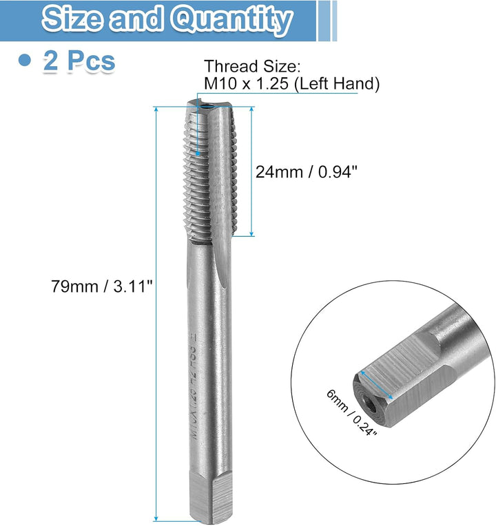 QUARKZMAN 2 Stück HSS Gewindebohrer, M10 x 1,25 Metric Gewindeschneider, Linksgewinde M10 x 1.25, M1