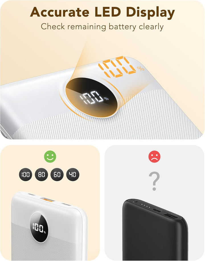 VEGER Power Bank Mini 22.5W, 10000mAh Powerbank Klein Aber Stark, Ultra Slim Leicht Externe Handyakk