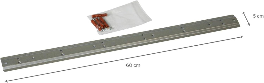 Wandleiste mit 6x Graue Sichtlagerbox 2.0 | HxBxT 7,6x60,5x17,6cm | Wandhalterung, Kleinteileaufbewa
