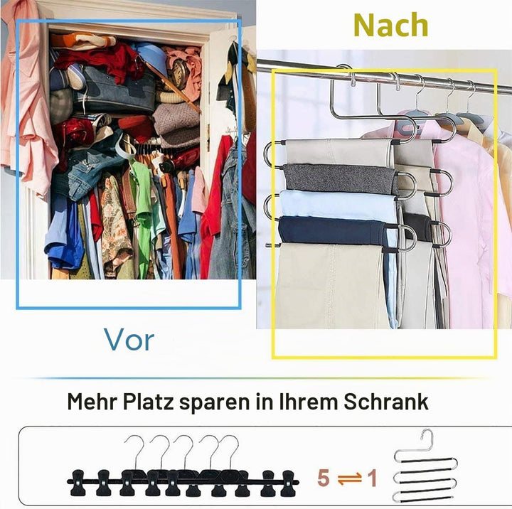devesanter Hosenbügel, platzsparend, rutschfest, S-Form, Hosenbügel, Edelstahl, Kleiderbügel, Aufbew