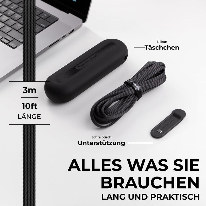 inCharge Rolling Square XL 300 cm - USB-C-Kabel, Universal-Smartphone-Kabel, Geschenk für Männer, 6-