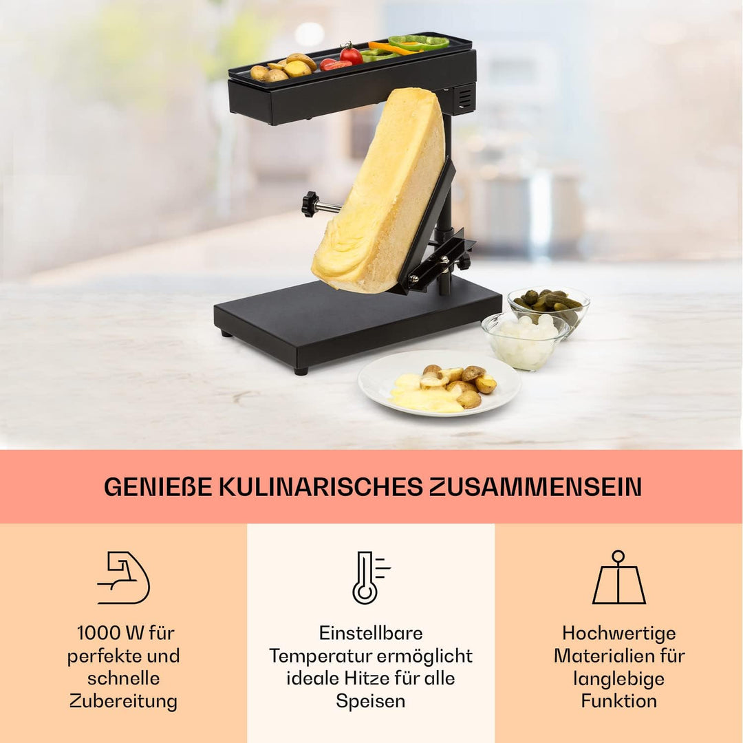 Klarstein Appenzell Peak - Raclette mit Grill, Käseschmelzer, traditionelles Käseschmelzen, Käse-Rac