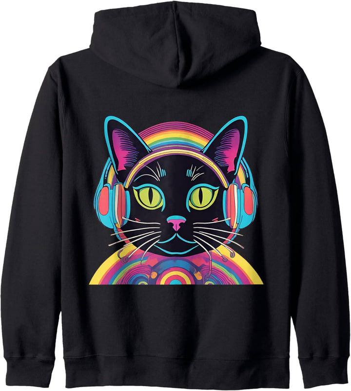 Kosmische DJ Katze Kapuzenjacke
