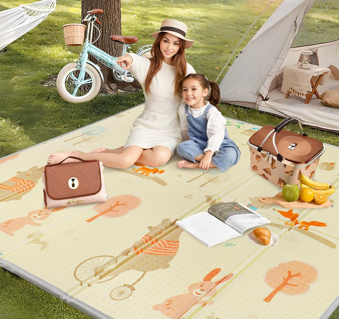 Krabbelmatte Baby 180x200cm, Faltbare Spielmatte Kinder Doppelseitigem, Wasserfeste Rutschfest Play