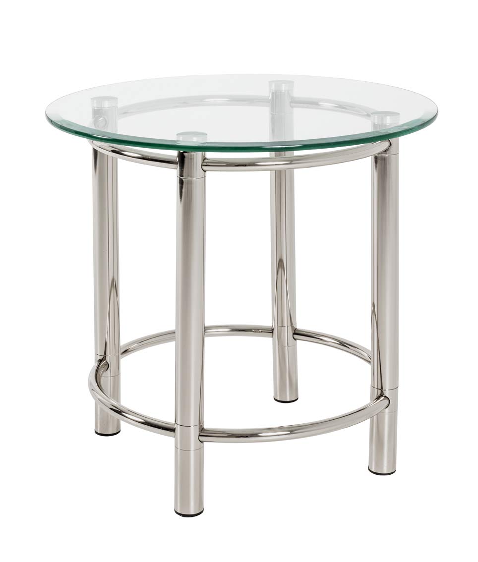 HAKU Möbel Beistelltisch, Chrom, Metall, Sicherheitsglas 10 mm - Masse: H 53 x Ø 55 cm, Style: Conte