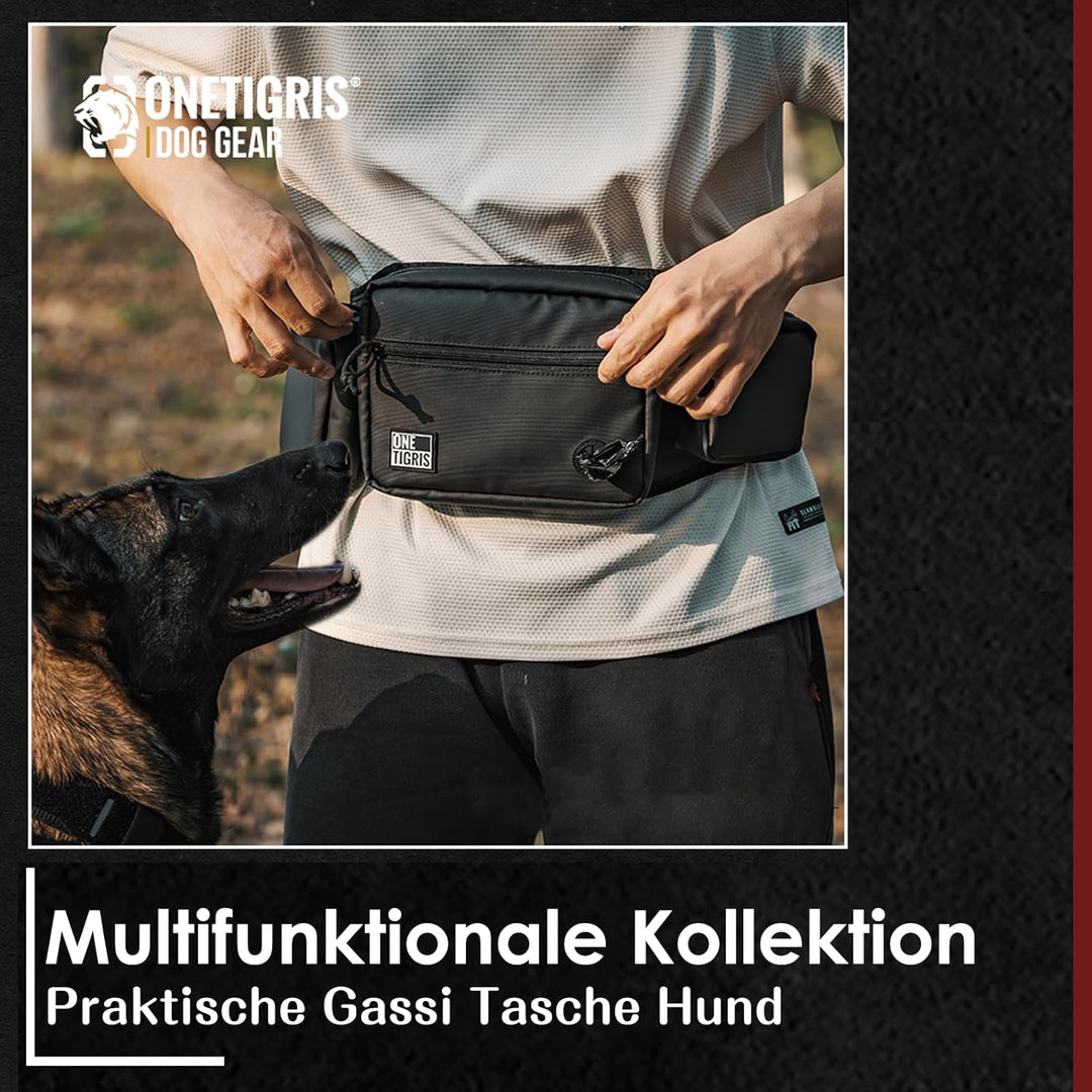 OneTigris Leckerlitasche für Hunde, Grosse Bauchtasche Hundetraining, Gassi Tasche Hund mit Magnetve