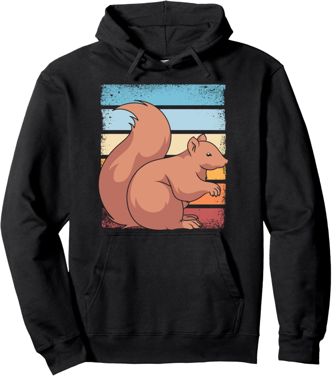 Waldbewohner Tierfreund Tier des Waldes Retro Eichhörnchen Pullover Hoodie
