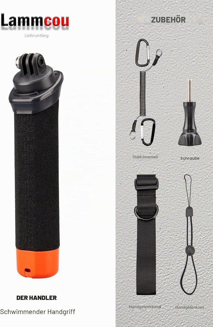Lammcou Schwimmender Griff, Go Pro Schwimmfähiger Handgriff Wasserdichter Handler Tauchen Einbeinsta