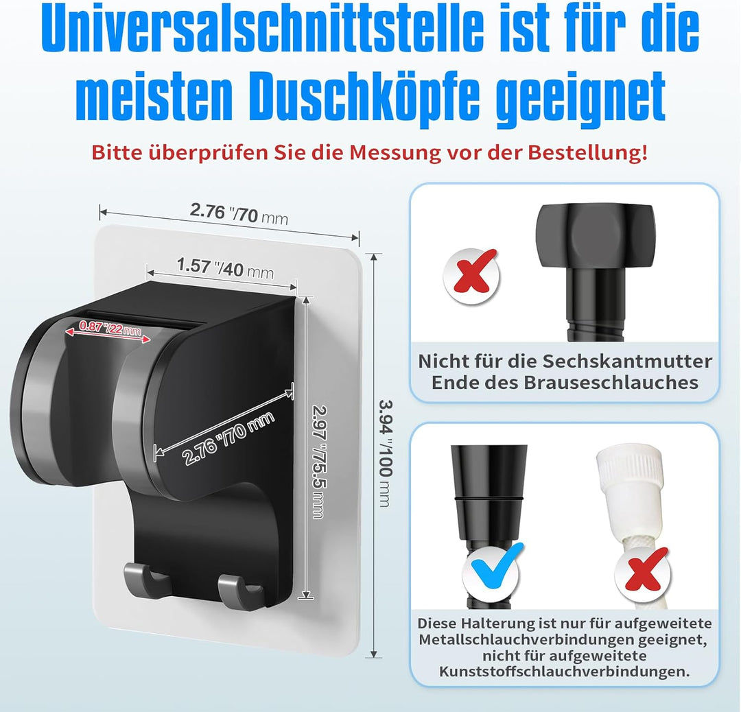 JONKEAN Duschkopfhalterung ohne Bohren, 3M Kleber Handbrause Halterung, 45° Verstellbare Duschbrause