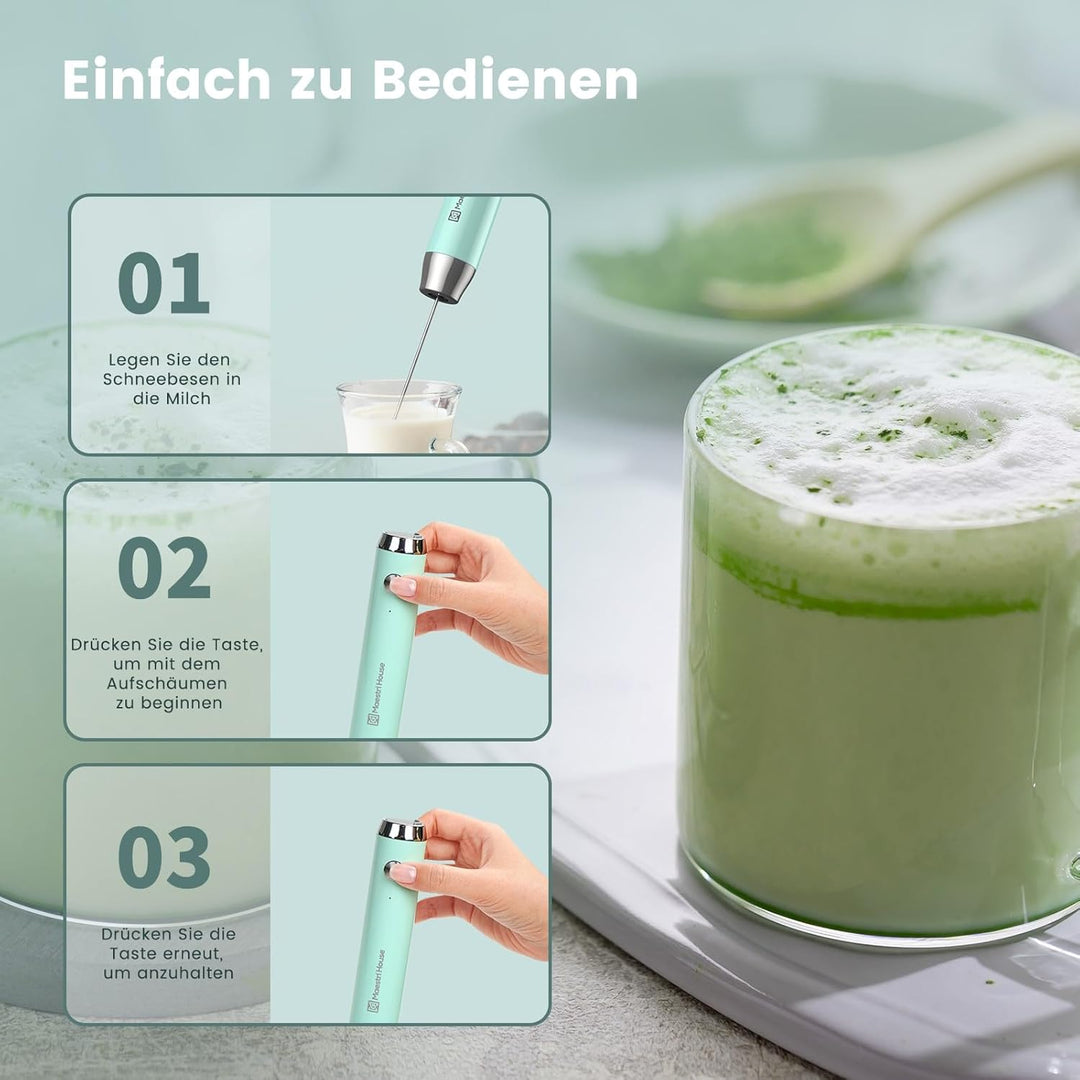 MaestriHouse wiederaufladbarer Milchaufschäumer, tragbar, elektrisch, wasserdicht, abnehmbarer Edels