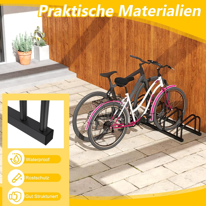 HENGMEI Fahrradständer Für 2 Fahrräder Stahl Mehrfachständer Radabstand für 30-65mm Reifenbreite Büg
