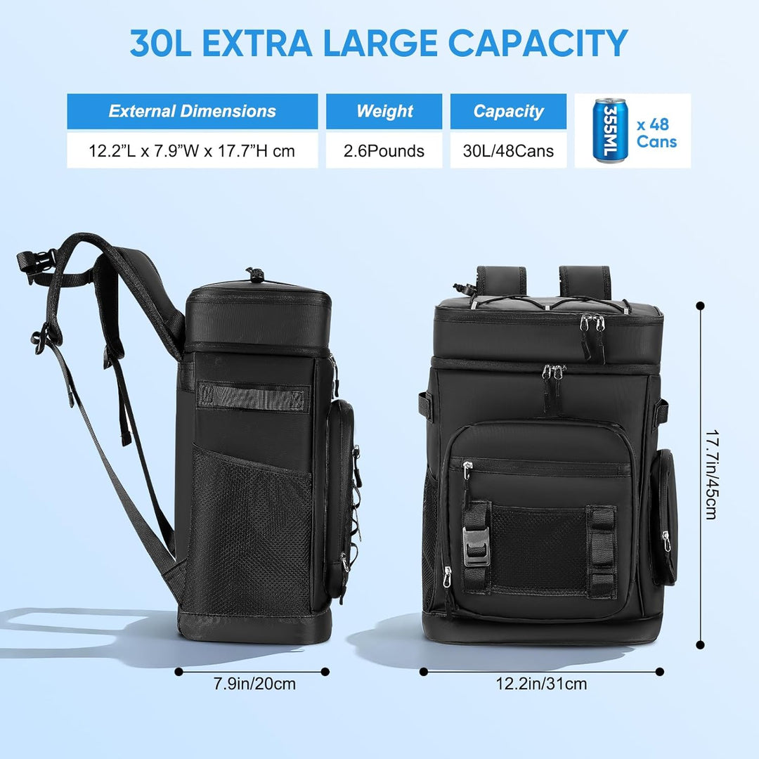 Kühlrucksack 30L, Grosser Isolierte Kühltasche für Herren und Damen, auslaufsicher Wasserdichter, Is