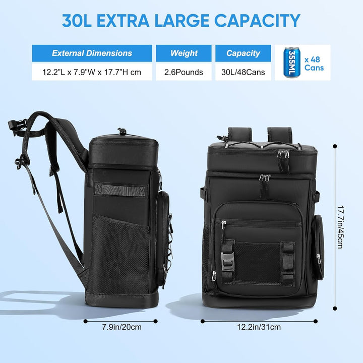 Kühlrucksack 30L, Grosser Isolierte Kühltasche für Herren und Damen, auslaufsicher Wasserdichter, Is